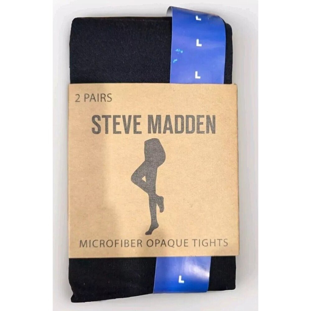 Steve Madden Women's Large Microfiber Opaque Tights 2 Pairs A11